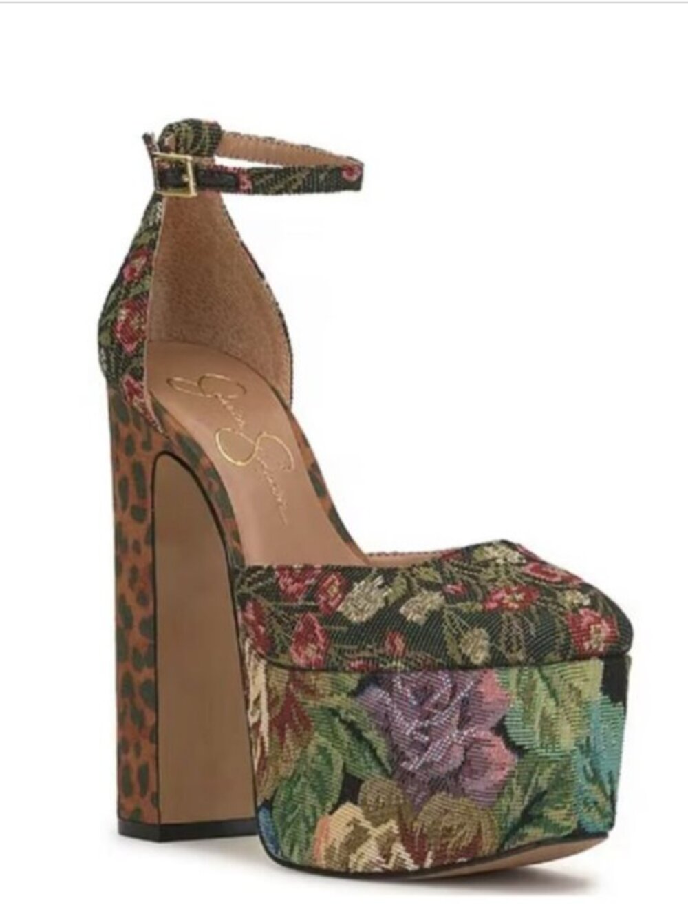 Jessica Simpson Pinkston Platform Pump Garden Tapestry Baroque Floral 5.5